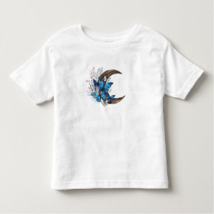T-shirt Pour Les Tous Petits Papillons bleus sur croissant en bois
