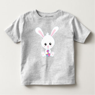 T-shirt Pour Les Tous Petits Pâques, Lapin Mignonne, Lapin Blanc, Oeufs De Pâqu
