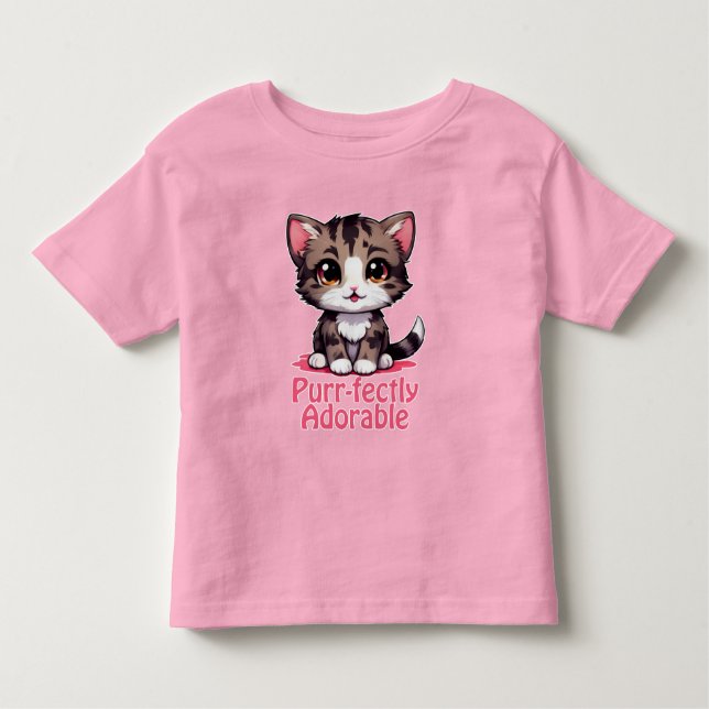 T-shirt Pour Les Tous Petits Parfaitement adorable chaton chibi kawaii rose (Devant)