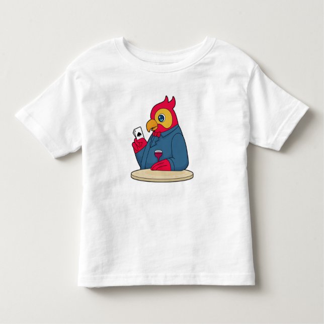T-shirt Pour Les Tous Petits Parrot au Poker avec cartes de Poker (Devant)