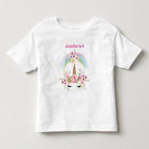 T-shirt Pour Les Tous Petits Parties scintillant en or rose UNICORN Floral 4ème
