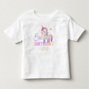 T-shirt Pour Les Tous Petits Pastel Unicorn 5e anniversaire Tee Party