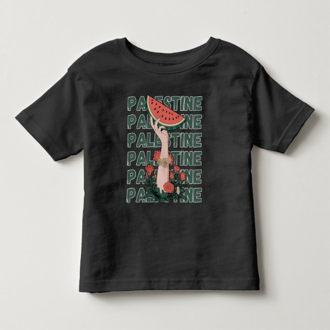T-shirt Pour Les Tous Petits pastèque, fleurs et palestine libre Répéter (Devant)