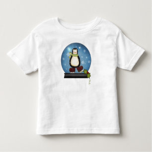 T-shirt Pour Les Tous Petits Patinage sur glace Whimsical Pingouin Snowglobe