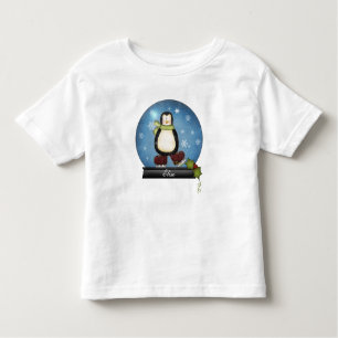 T-shirt Pour Les Tous Petits Patinage sur glace Whimsical Pingouin Snowglobe