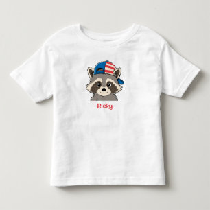 T-shirt Pour Les Tous Petits Patriote Raton Laveur Casquette Rouge Blanc Bleu N