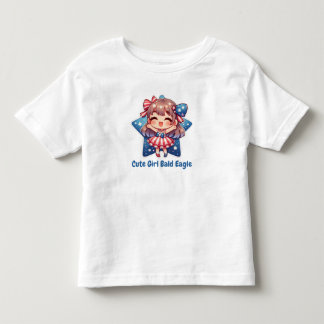 T-shirt Pour Les Tous Petits Patriotic Cutie – Baby Bald Eagle with Bow Girls' 