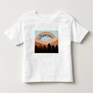 T-shirt Pour Les Tous Petits Paysage Abstrait Arbres forestiers Arc-en-ciel et