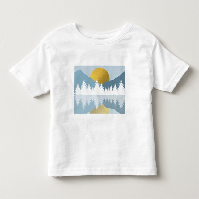 T-shirt Pour Les Tous Petits Paysage Abstrait Soleil d'hiver d'or (Devant)
