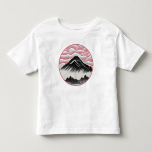 T-shirt Pour Les Tous Petits Paysage artistique japonais de montagne vintage