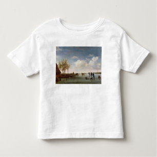 T-shirt Pour Les Tous Petits Paysage néerlandais avec des patineurs