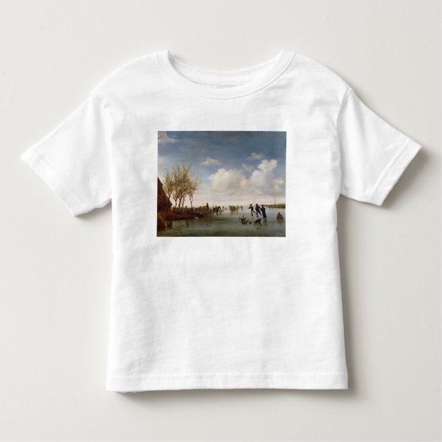 T-shirt Pour Les Tous Petits Paysage néerlandais avec des patineurs (Devant)