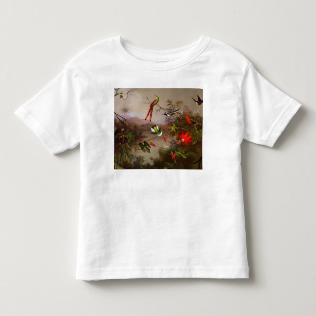 T-shirt Pour Les Tous Petits Paysage tropical avec dix colibris (Devant)
