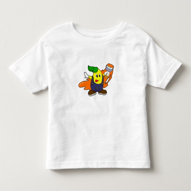 T-shirt Pour Les Tous Petits Pear as Painer with Paint brush (Devant)