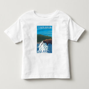 T-shirt Pour Les Tous Petits Pêche d'ours en rivière - le fleuve Yukon, Alask