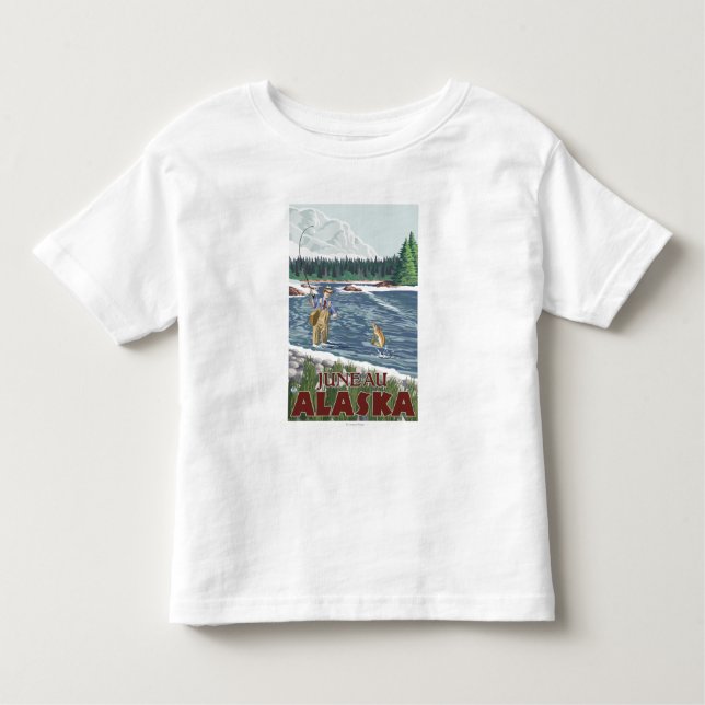 T-shirt Pour Les Tous Petits Pêcheur de mouche - Juneau, Alaska (Devant)