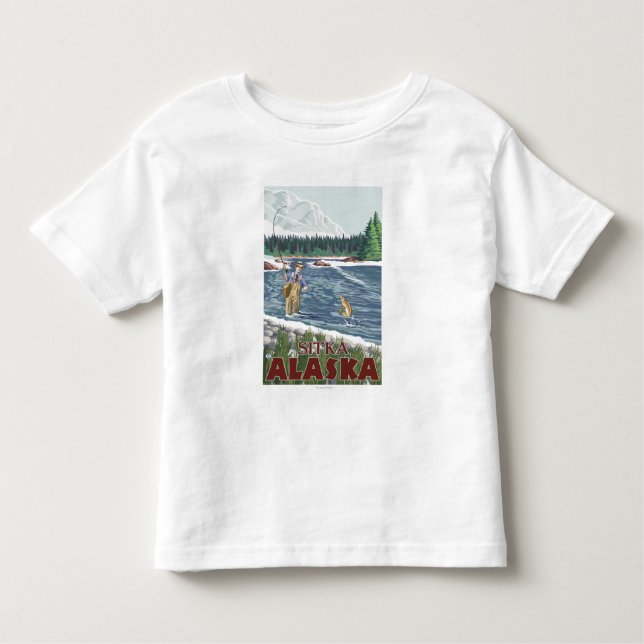 T-shirt Pour Les Tous Petits Pêcheur de mouche - Sitka, Alaska (Devant)