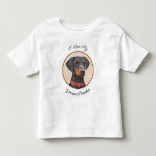 T-shirt Pour Les Tous Petits Peinture de Pinscher Allemand Art Animal Original