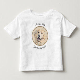 T-shirt Pour Les Tous Petits Peinture Golden Retriever - Joli art original chie
