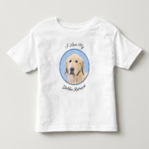 T-shirt Pour Les Tous Petits Peinture Golden Retriever - Joli art original chie