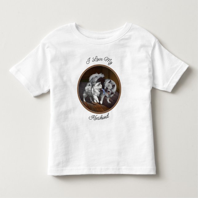 T-shirt Pour Les Tous Petits Peinture Keeshond Playtime - Jolie art original ch (Devant)