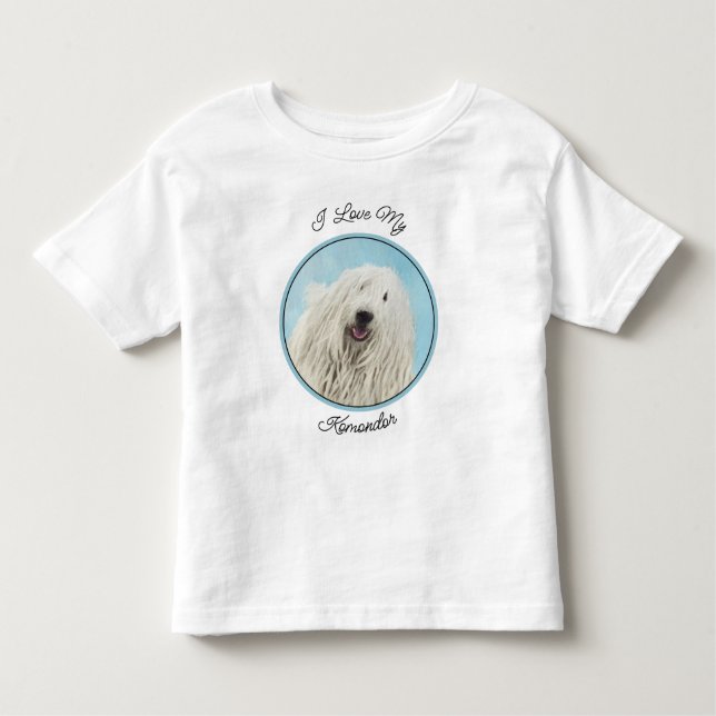 T-shirt Pour Les Tous Petits Peinture Komondor - Cute Original Chien Art (Devant)