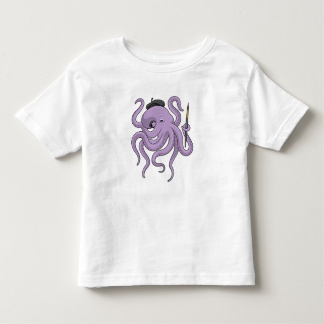 T-shirt Pour Les Tous Petits Peinture Octopus Peinture brosse (Devant)
