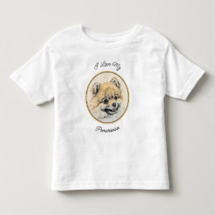 T-shirt Pour Les Tous Petits Peinture Poméranienne (orange) - Art Chien origina