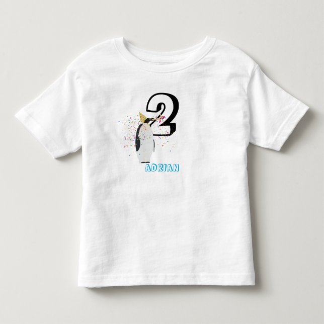 T-shirt Pour Les Tous Petits Pengouin faisant la fête - Animaux Fête d'annivers (Devant)