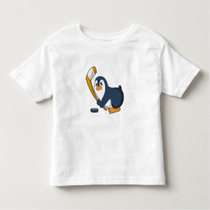T-shirt Pour Les Tous Petits Penguin Hockey sur glace bâton de hockey sur glace