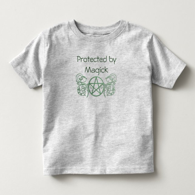 T-shirt Pour Les Tous Petits Pentacle vert aux fleurs (Devant)