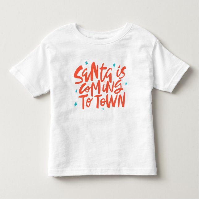 T-shirt Pour Les Tous Petits Père Noël arrive à Town Holiday Design (Devant)