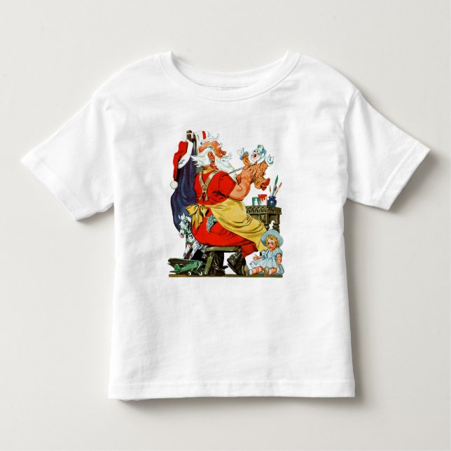 T-shirt Pour Les Tous Petits Père Noël au travail (Devant)