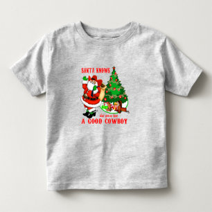 T-shirt Pour Les Tous Petits Père Noël Cow-boy Sait Que Vous Avez Été Un Bon Co