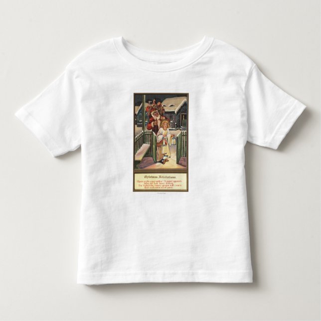 T-shirt Pour Les Tous Petits Père Noël et ange avec la lanterne (Devant)