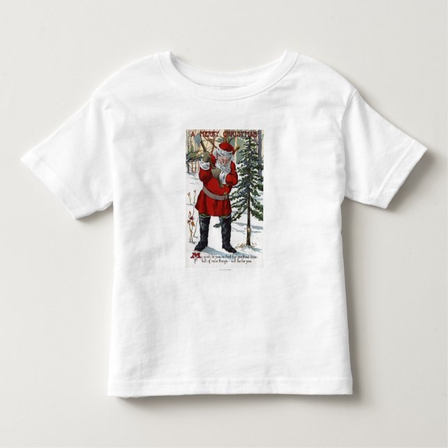 T-shirt Pour Les Tous Petits Père Noël réduisant l'arbre de Noël (Devant)