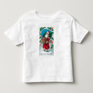 T-shirt Pour Les Tous Petits Père Noël tenant le panier de la scène de jouet