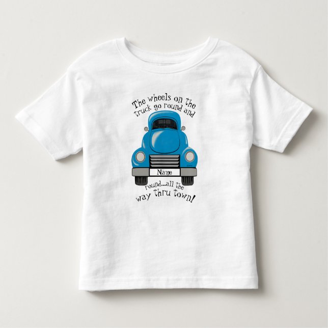 T-shirt Pour Les Tous Petits Permis de personnalisation~ Big Blue Truck Shirt (Devant)