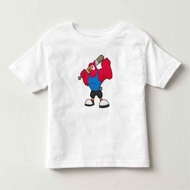 T-shirt Pour Les Tous Petits Perroquet au baseball avec batte de baseball (Devant)