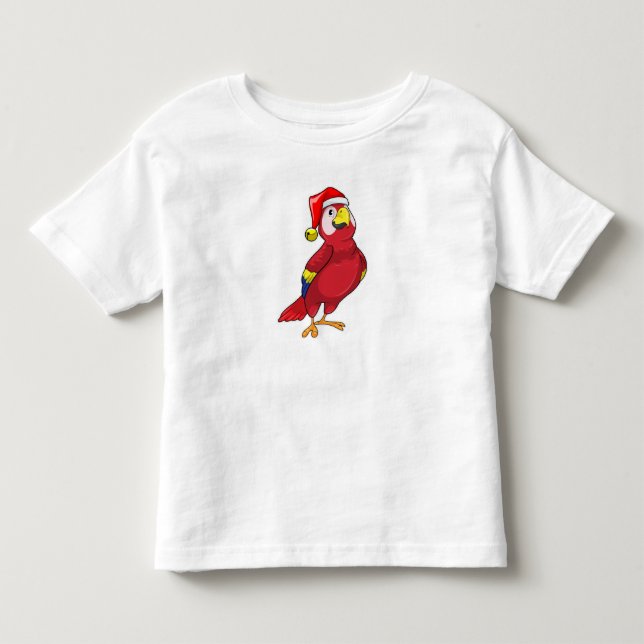 T-shirt Pour Les Tous Petits Perroquet avec chapeau de Père Noël (Devant)