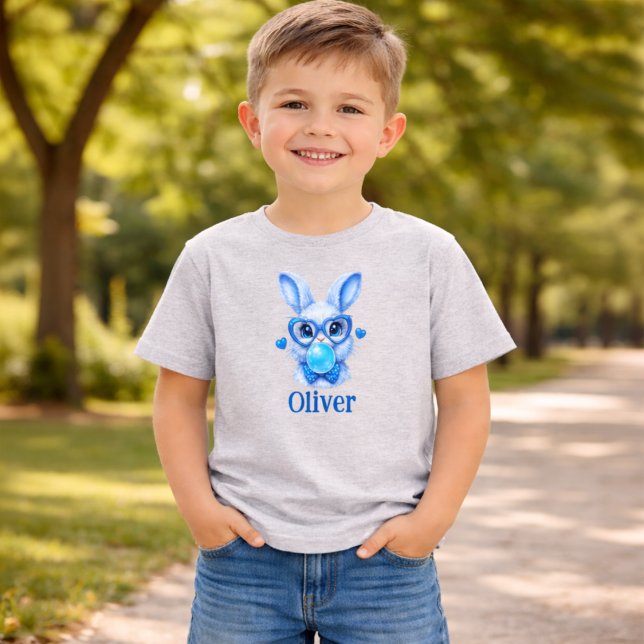T-shirt Pour Les Tous Petits Personalized Blue Bunny Toddler Boy (Créateur téléchargé)