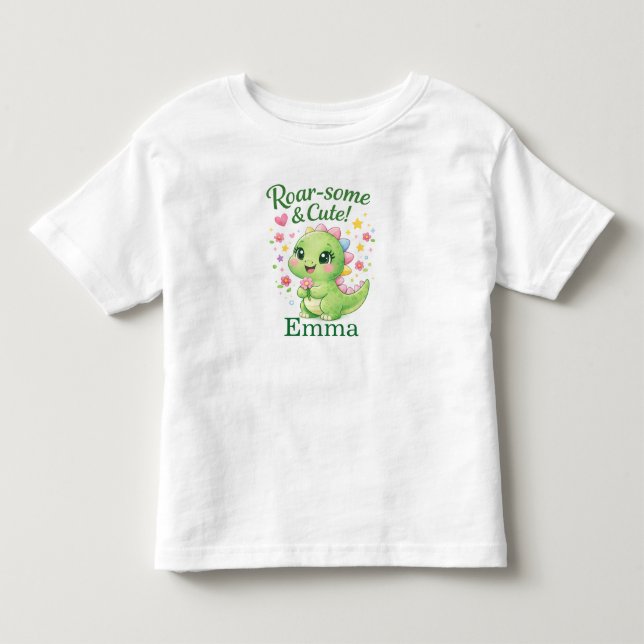 T-shirt Pour Les Tous Petits Personalized Dinosaur Birthday Girl Shirt (Devant)