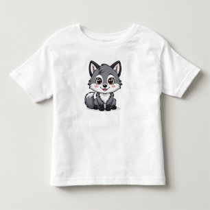 T-shirt Pour Les Tous Petits Personnage de loup gris de dessin animé adorable