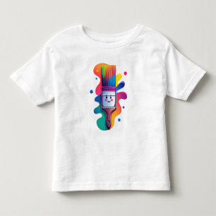 T-shirt Pour Les Tous Petits Personnage de pinceau mignon avec éclaboussures de