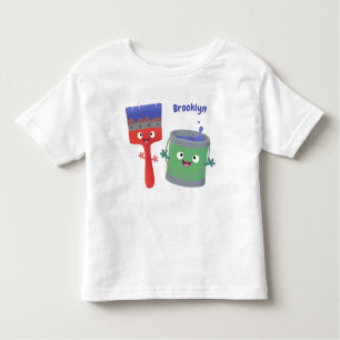 T-shirt Pour Les Tous Petits Personnages de peinture et de pinceau mignons