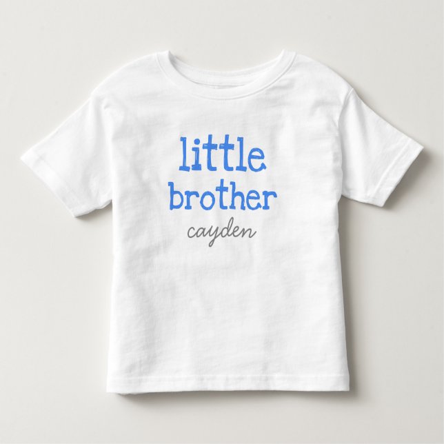 T-shirt Pour Les Tous Petits Personnalisé Ajouter un nom Texte bleu Petit frère (Devant)