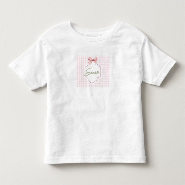 T-shirt Pour Les Tous Petits Personnalisée Elizabeth Baby Girl Nursery En vichy (Devant)