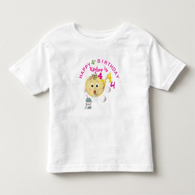 T-shirt Pour Les Tous Petits PERSONNALISER de mignonnes bulles Joyeux anniversa (Devant)