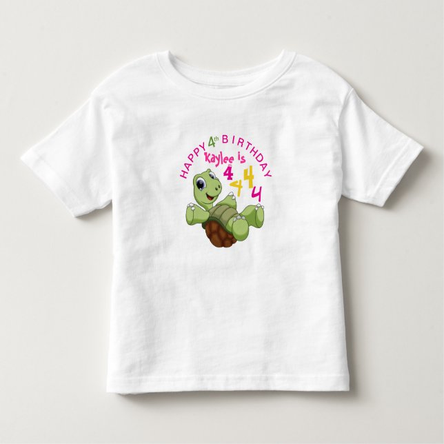 T-shirt Pour Les Tous Petits PERSONNALISER Turtle mignonne Joyeux anniversaire  (Devant)