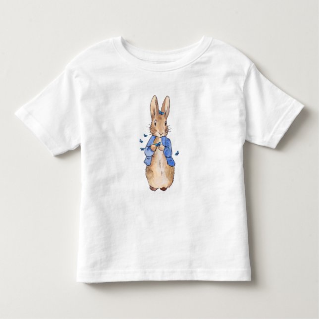 T-shirt Pour Les Tous Petits Peter le lapin avec des papillons bleus (Devant)